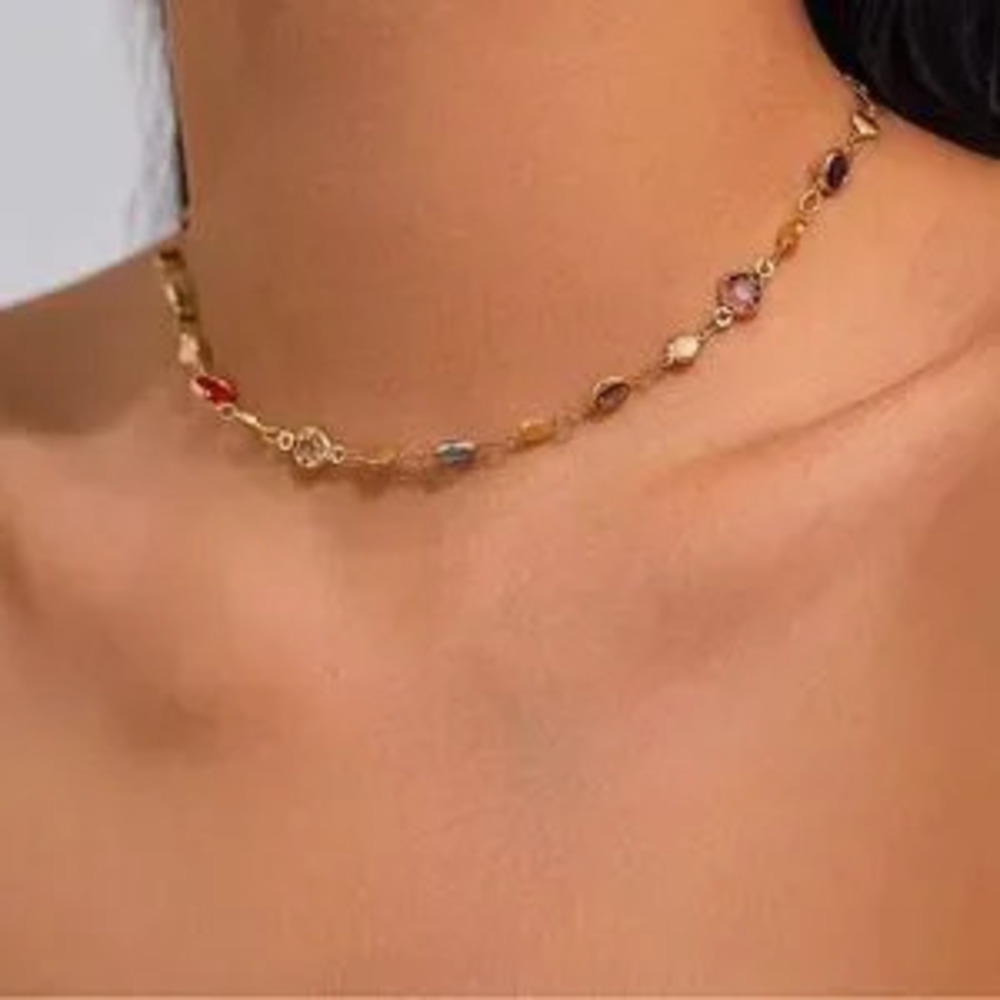 Elegant Multicolor Gemstone Choker Necklace